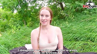 Open-air creampie Rendezvous - german redhead teen slut meet and fuck POV be prolonged